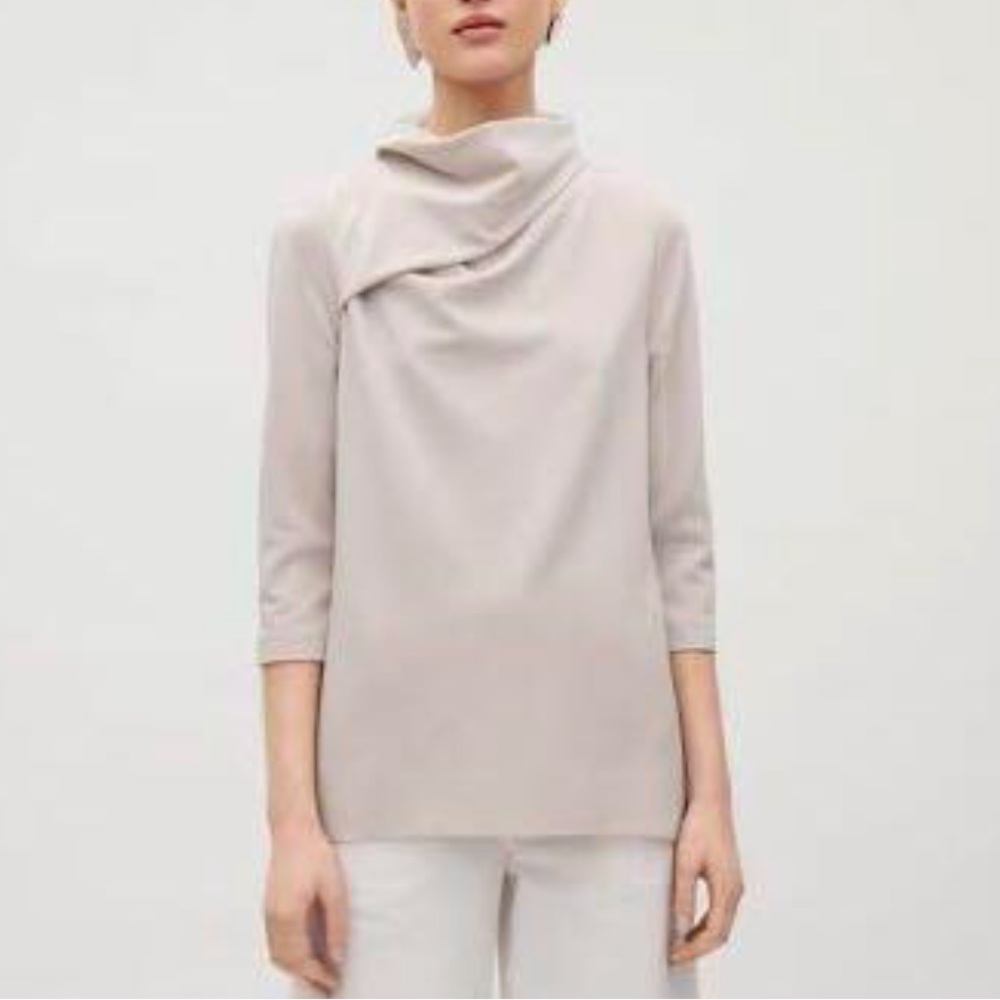 Cos Asymmetrical Neck Top in Light Grey Sz X-Small